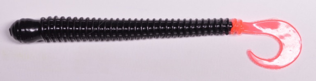  4" DISC WORM - BLACK / FIRE TAIL - 15 PER BAG